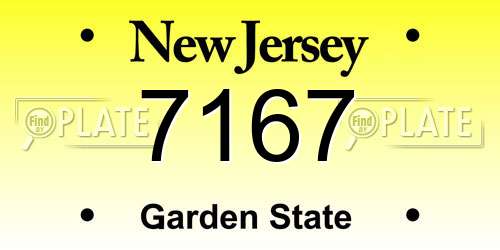 7167 New Jersey License Plate