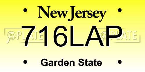 716LAP New Jersey License Plate