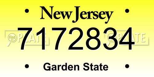 7172834 New Jersey License Plate