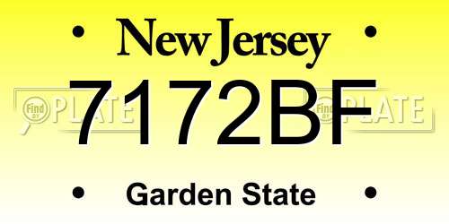7172BF New Jersey License Plate