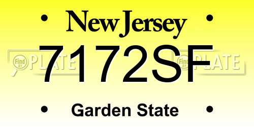 7172SF New Jersey License Plate