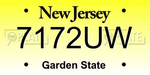 7172UW New Jersey License Plate
