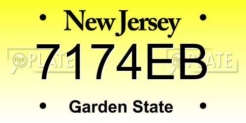 7174EB New Jersey License Plate