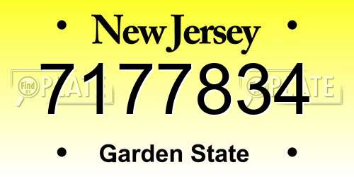 7177834 New Jersey License Plate