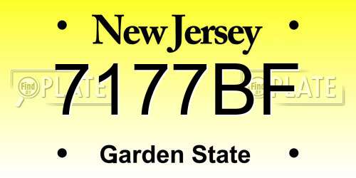 7177BF New Jersey License Plate