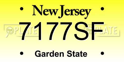 7177SF New Jersey License Plate
