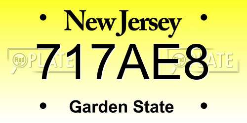 717AE8 New Jersey License Plate