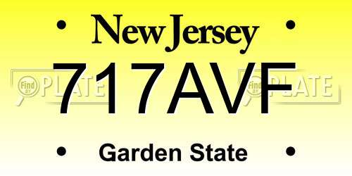 717AVF New Jersey License Plate