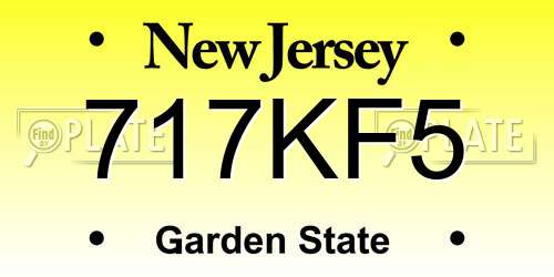 717KF5 New Jersey License Plate