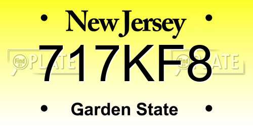717KF8 New Jersey License Plate