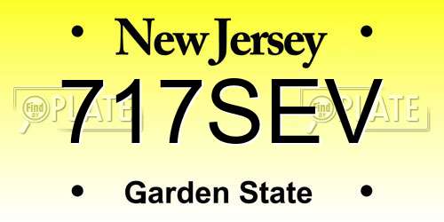 717SEV New Jersey License Plate