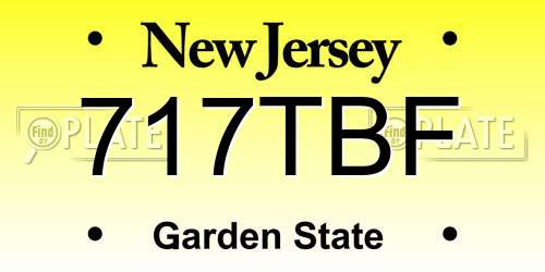 717TBF New Jersey License Plate