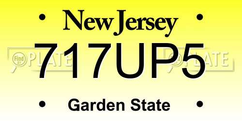 717UP5 New Jersey License Plate