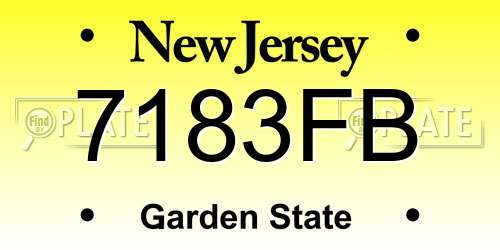 7183FB New Jersey License Plate