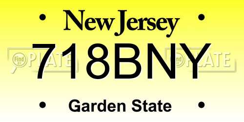 718BNY New Jersey License Plate