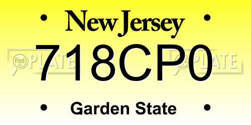 718CP0 New Jersey License Plate