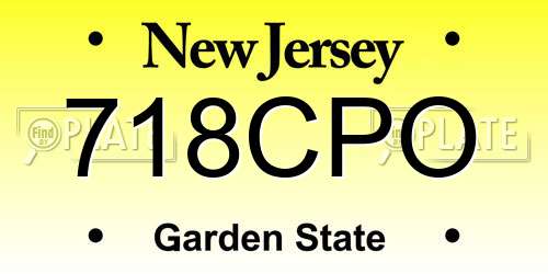 718CPO New Jersey License Plate