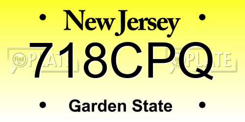 718CPQ New Jersey License Plate