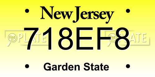 718EF8 New Jersey License Plate