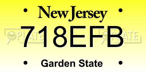 718EFB New Jersey License Plate