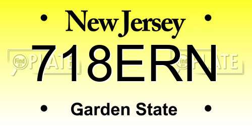 718ERN New Jersey License Plate