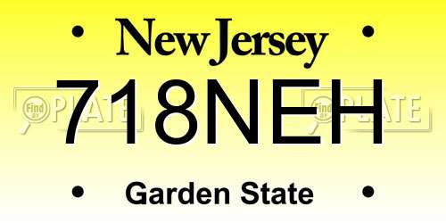 718NEH New Jersey License Plate