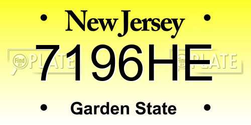 7196HE New Jersey License Plate