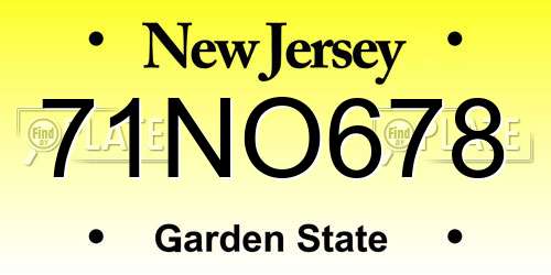 71NO678 New Jersey License Plate