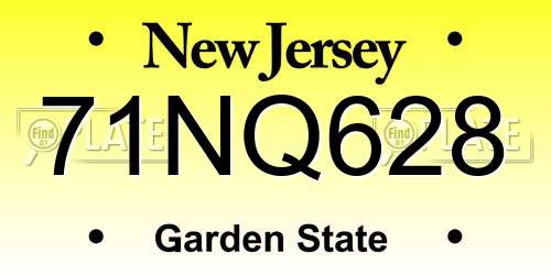 71NQ628 New Jersey License Plate