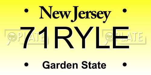 71RYLE New Jersey License Plate