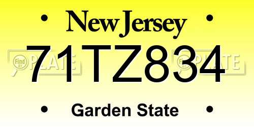 71TZ834 New Jersey License Plate
