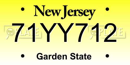 71YY712 New Jersey License Plate