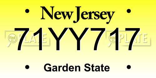 71YY717 New Jersey License Plate