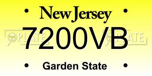 7200VB New Jersey License Plate