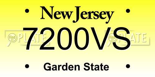 7200VS New Jersey License Plate