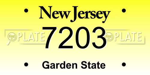 7203 New Jersey License Plate