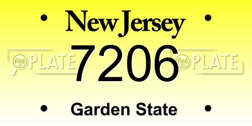 7206 New Jersey License Plate
