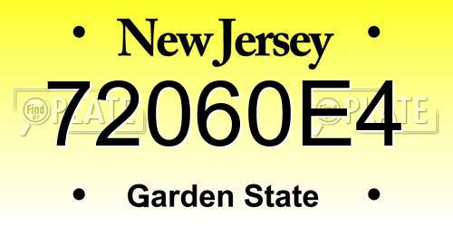 72060E4 New Jersey License Plate