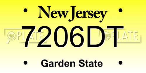 7206DT New Jersey License Plate