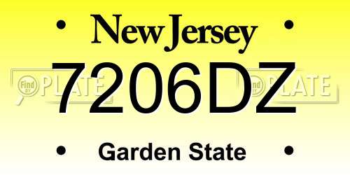 7206DZ New Jersey License Plate