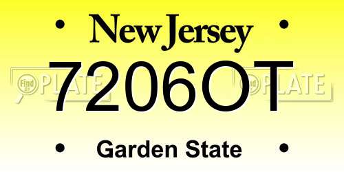 7206OT New Jersey License Plate
