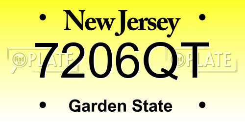 7206QT New Jersey License Plate