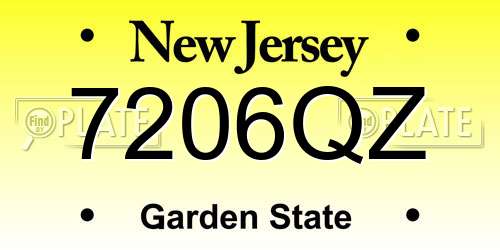 7206QZ New Jersey License Plate