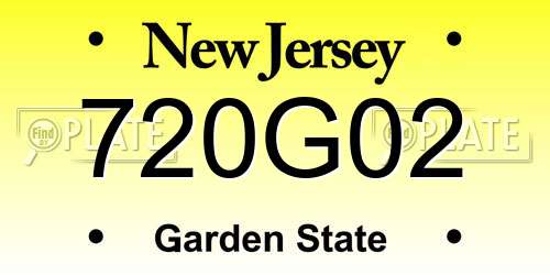 720G02 New Jersey License Plate
