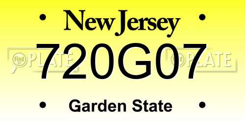 720G07 New Jersey License Plate