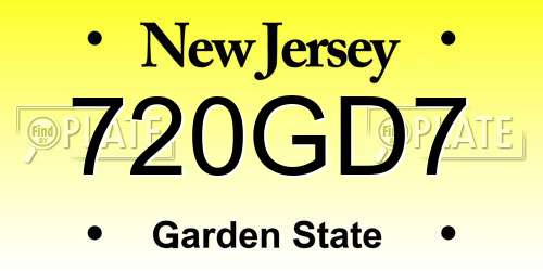 720GD7 New Jersey License Plate
