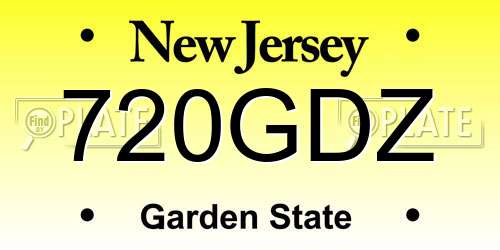720GDZ New Jersey License Plate