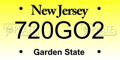 720GO2 New Jersey License Plate