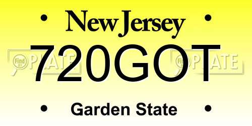 720GOT New Jersey License Plate