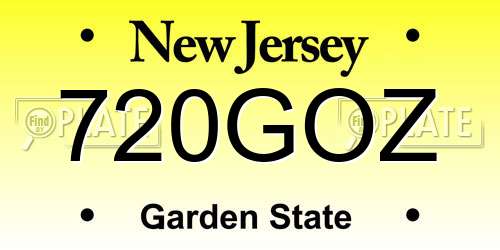 720GOZ New Jersey License Plate